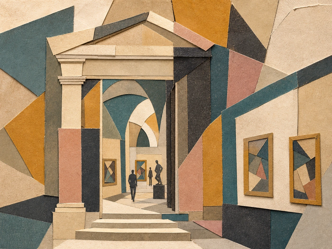 Original cubist museum entrance artwork used as Rubin Studio entrance cover